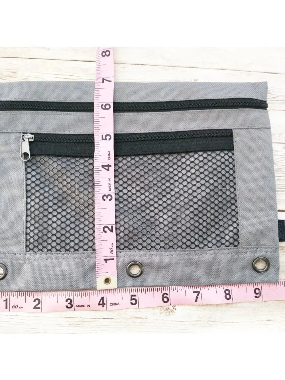 Staples 3-Ring Zipper Pouch Gray Binder Accessory Pencil Case Organizational